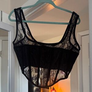 Meshki Sheer Black Lace Crop Top